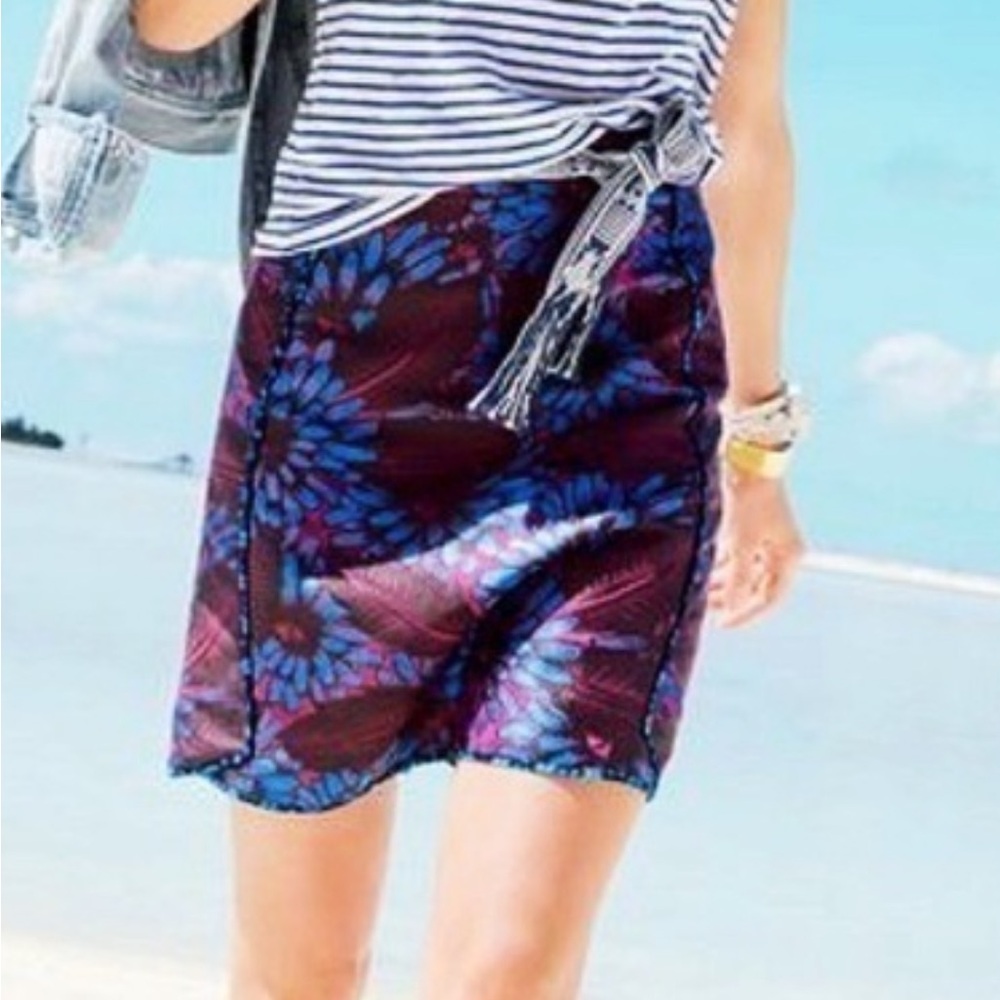 J Crew Midnight Floral Jacquard Mini Skirt in Deep Purple and Blue